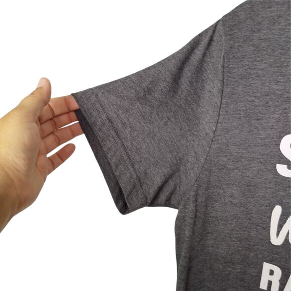 CANVAS Womens M Gray White Graphic Tee T-Shirt Top "Support Wildlife Raise Boys" - Picture 5 of 7